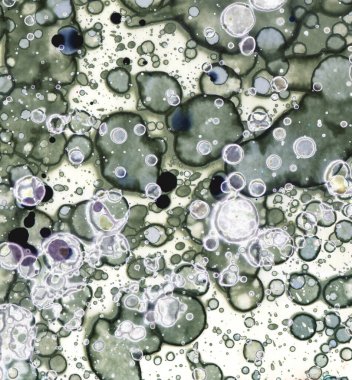 Sanat noktası soyutlaması. Soyut sanatın dokusu ve arkaplanı. Kabarcıklar ve lekeler. Alkolik mürekkep ve suluboya. Modern ve yeni stil