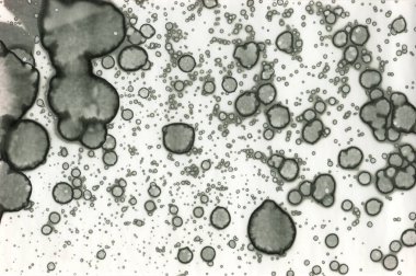 Sanat noktası soyutlaması. Soyut sanatın dokusu ve arkaplanı. Kabarcıklar ve lekeler. Alkolik mürekkep ve suluboya. Modern ve yeni stil