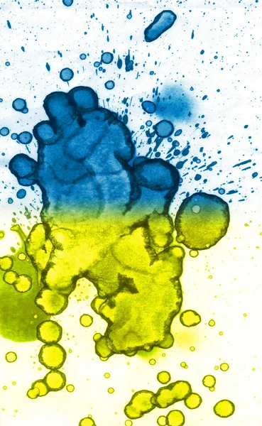 Modro Žlutá Textura Abstrakce Skvrn Kouř Bubliny Módní Pozadí — Stock fotografie