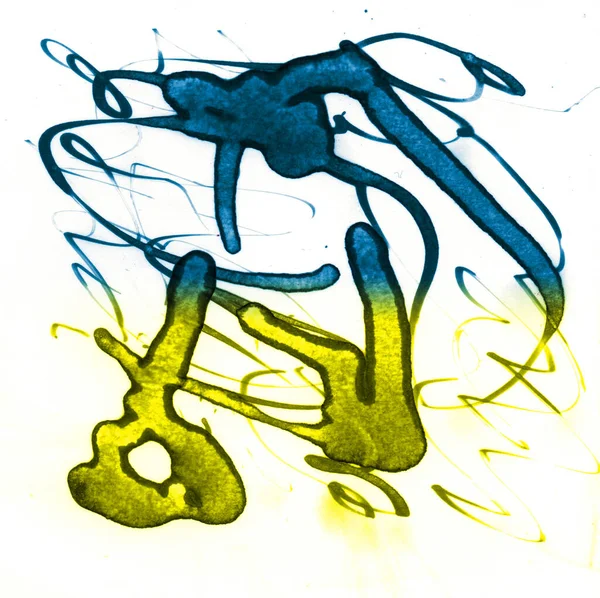 Μπλε Κίτρινη Υφή Αφαίρεση Από Λεκέδες Καπνός Και Φυσαλίδες Μοντέρνο — Φωτογραφία Αρχείου