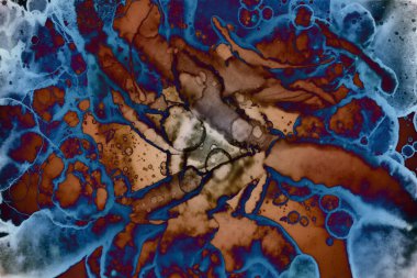 Soyut sanat. Renkli doku ve arka plan. Mürekkep alkolü. Yeni ortam