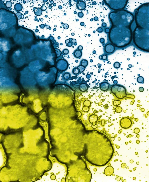 Textura Azul Amarilla Abstracción Manchas Humo Burbujas Fondo Moda — Foto de Stock