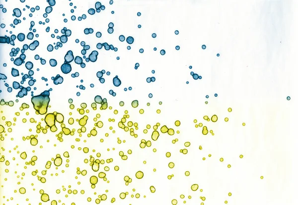 Blauw Gele Textuur Abstractie Van Vlekken Rook Bellen Trendy Achtergrond — Stockfoto