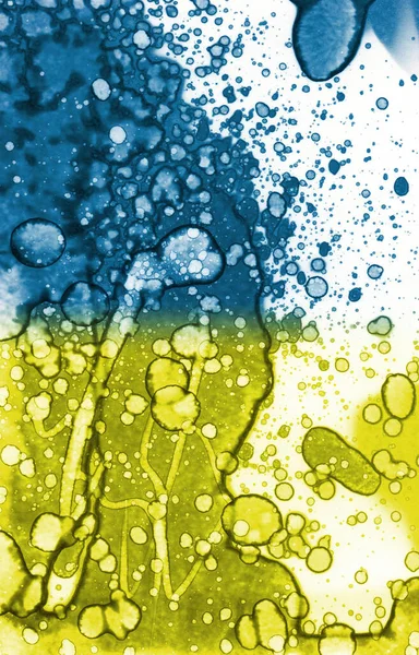Textura Azul Amarilla Abstracción Manchas Humo Burbujas Fondo Moda —  Fotos de Stock