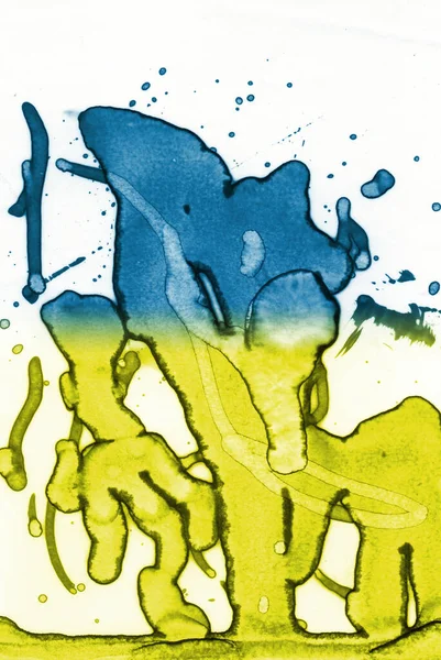 Синьо Жовта Текстура Абстракція Від Плям Дим Бульбашки Модний Фон — стокове фото