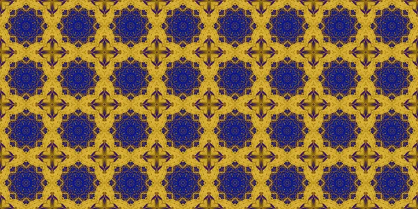 Seamless Pattern Ukrainian Pattern Blue Yellow — Stockfoto