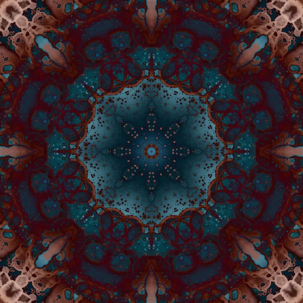 Nahtloses Muster Geometrischer Blumen Weltraumtextur Kaleidoskop — Stockfoto