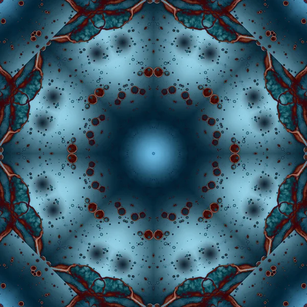 Seamless pattern of geometric flowers. Space texture. Kaleidoscope