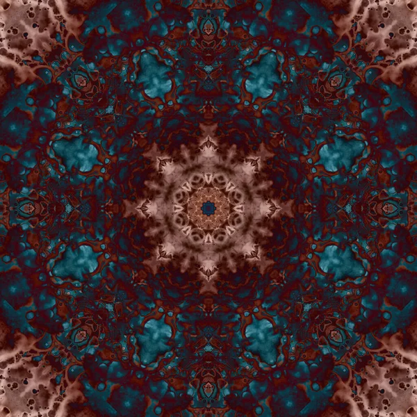 Seamless Pattern Geometric Flowers Space Texture Kaleidoscope — Stockfoto