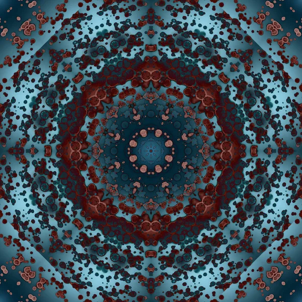 Seamless pattern of geometric flowers. Space texture. Kaleidoscope