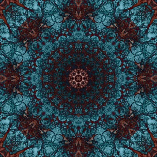 Seamless Pattern Geometric Flowers Space Texture Kaleidoscope — Stockfoto