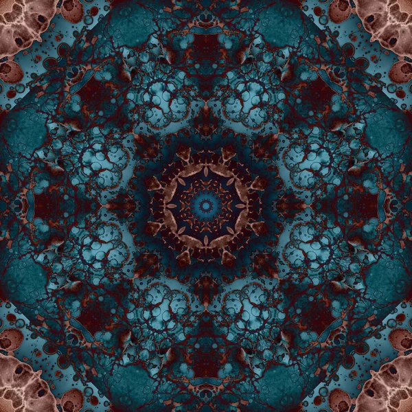 Nahtloses Muster Geometrischer Blumen Weltraumtextur Kaleidoskop — Stockfoto