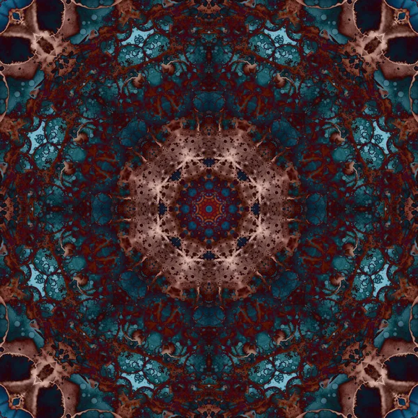 Nahtloses Muster Geometrischer Blumen Weltraumtextur Kaleidoskop — Stockfoto