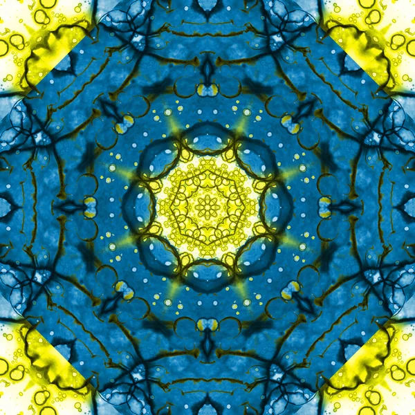 Modro Žlutá Textura Abstrakce Skvrn Kouř Bubliny Módní Pozadí — Stock fotografie