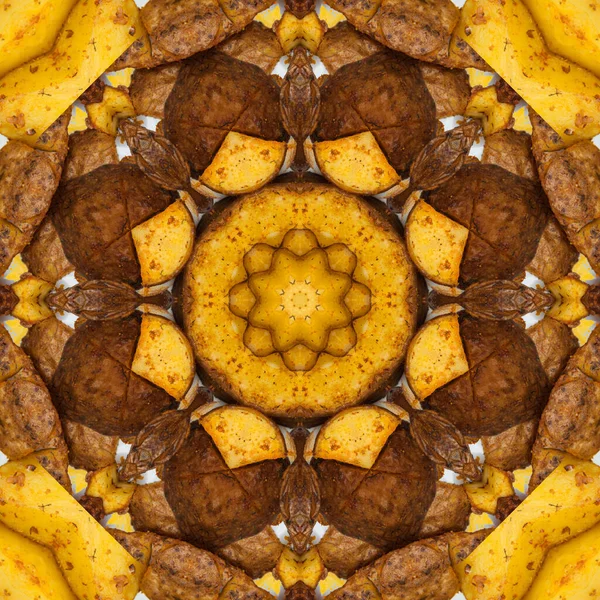 Seamless geometric pattern. Food potato pattern. Golden yellow potato texture.