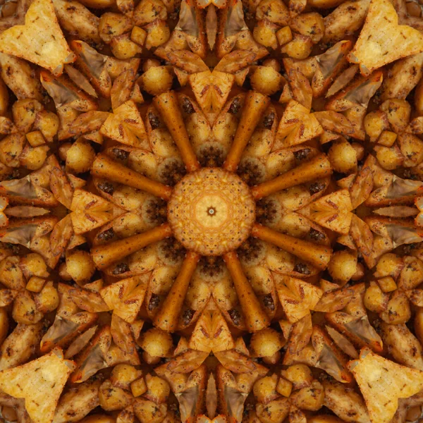 Seamless geometric pattern. Food potato pattern. Golden yellow potato texture.