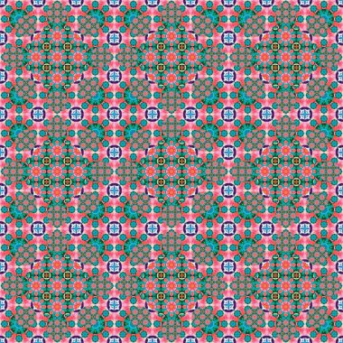 Kusursuz desen. Geometrik çiçeklerin küçük deseni. Kumaş ve giysi desenleri