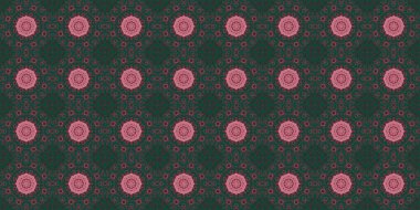 Kusursuz desenler. Geometrik desenlerin dokusu. Yeşil, kırmızı ve pembe renkler