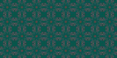 Kusursuz desenler. Geometrik desenlerin dokusu. Yeşil, kırmızı ve pembe renkler