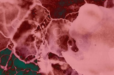 Soyut dokulu arka planlar. Lekeler ve lekeler. Alkol mürekkebi pembe ve yeşil.