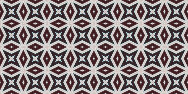 Kusursuz soyut kalıplar. Eşkenar dörtgen ve üçgen desenlerin arka planı. Yıldız desenleri. Moda eğilimleri