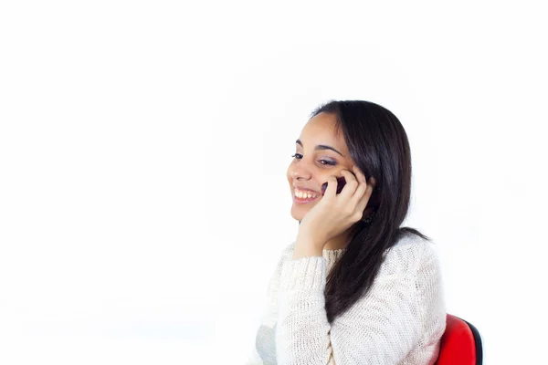 Glückliches Mädchen am Telefon — Stockfoto