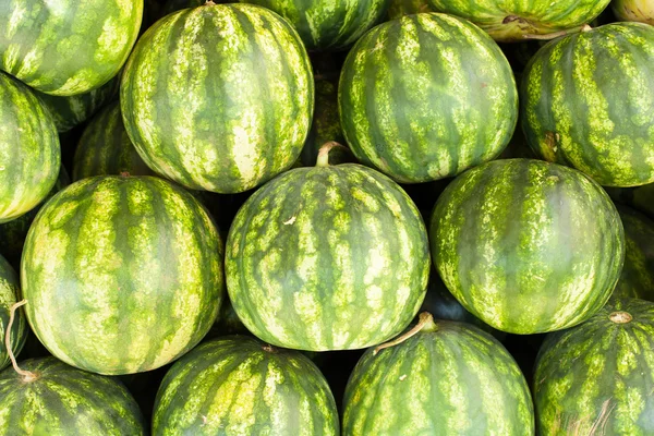 Exposição de melancias no mercado — Fotografia de Stock