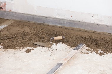 çimento şap hazırlanıyor