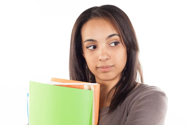 Secretary stressed which carries files — Stock Photo, Image