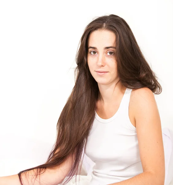 Mujer con cabello largo y natural —  Fotos de Stock