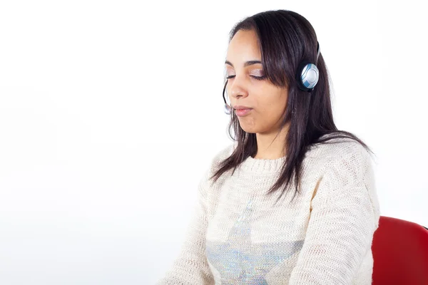 Kundenvertreterin Mädchen mit Headset — Stockfoto