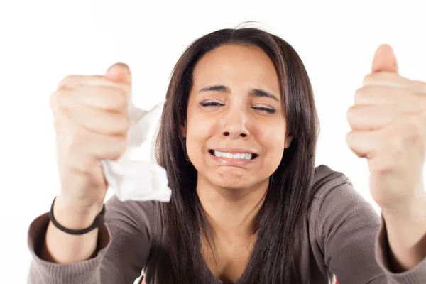 Mujer infeliz llorando — Foto de Stock