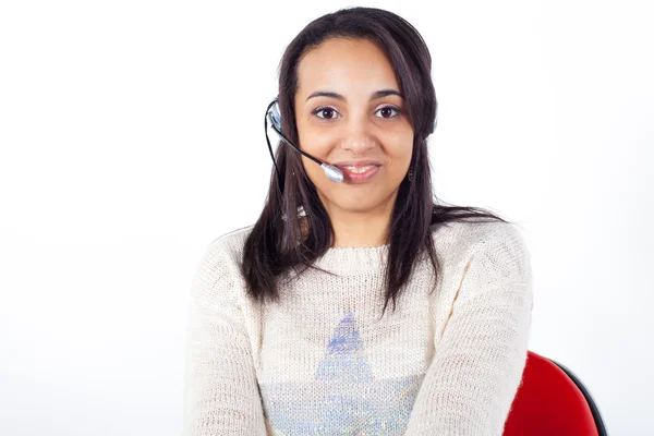 Customer Representative girl with headset — Stock Photo, Image