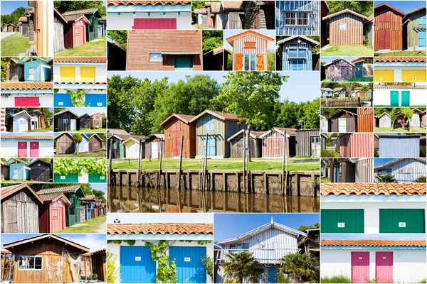 Collage of colored fishermen's house — Stock Photo, Image