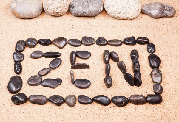 Zen word written with pebbles — Stock Photo, Image
