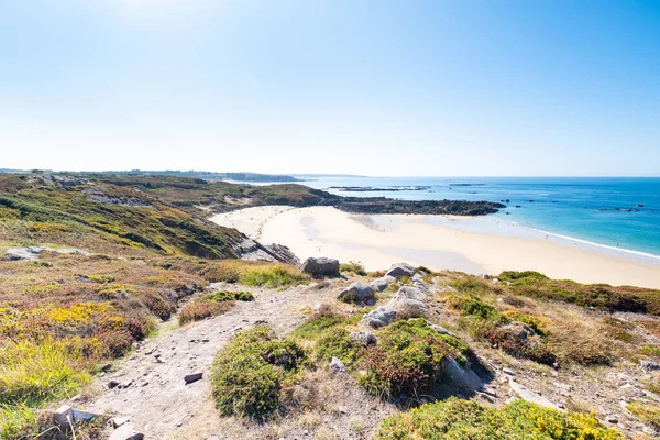 Beach Pit Sur Littoral Breton France Frehel Cap Avec Son — Photo