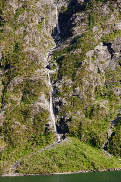 Beautiful Imposing Norwegian Fjord Spring Its Waterfalls — Zdjęcie stockowe