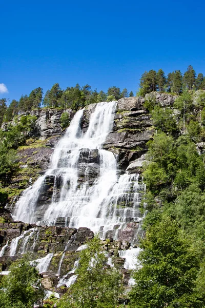 View Tvindefossen Tvinnefossen Waterfall Voss Norway — Stock fotografie