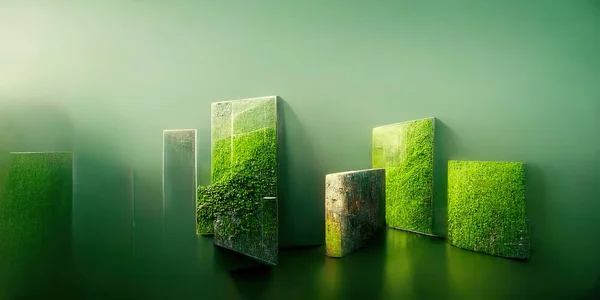 Абстрактная Иллюстрация Натурального Камня Травы Галерея Искусств Фон Зеленых Тонов — стоковое фото