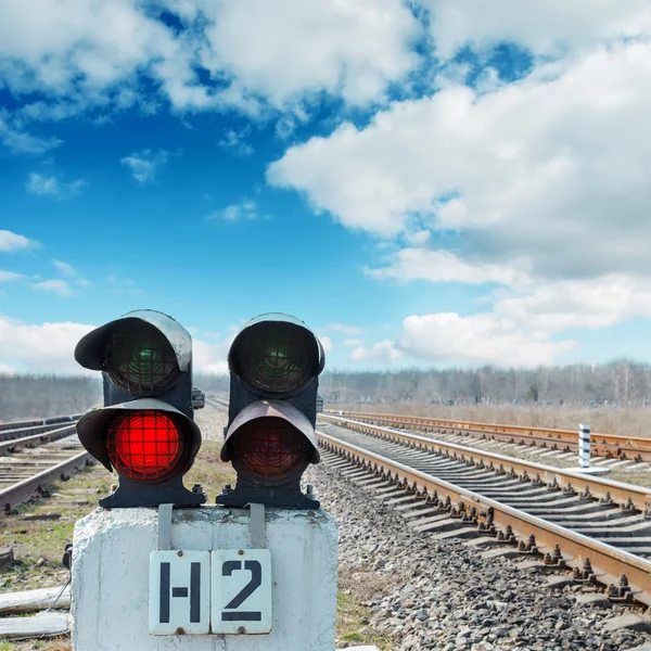 Dos semáforos en el ferrocarril —  Fotos de Stock