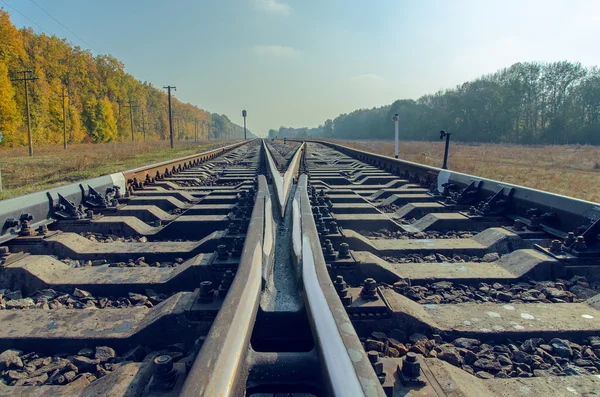 Crossing of two railroad to horizon — Stock Photo, Image