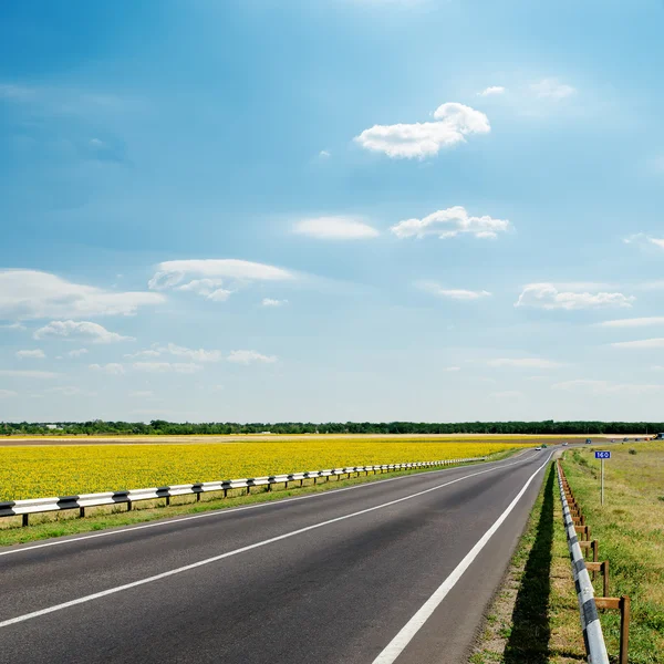 Asphalt road under cloudy sky — Stock Photo, Image