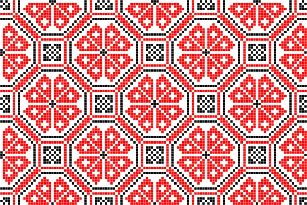 Seamless embroidered good like handmade cross-stitch ethnic Ukraine pattern — Stock Vector
