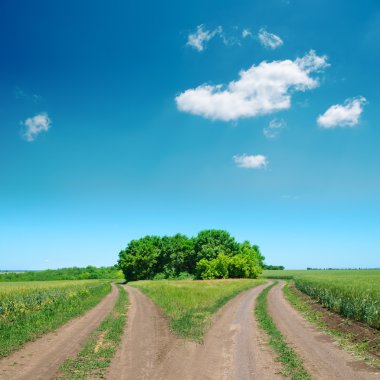 kapısı iki kırsal yol ve derin mavi gökyüzü