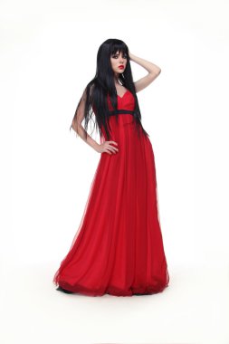 izole üzerinde güzel bir elbise genç güzel beyaz esmer