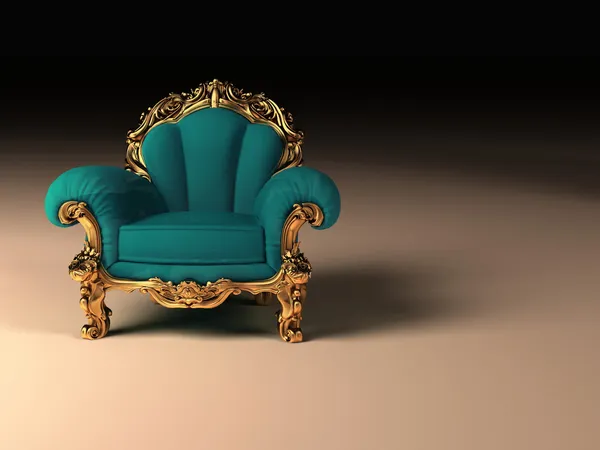 Королевское современное кресло с золотой рамой — стоковое фото