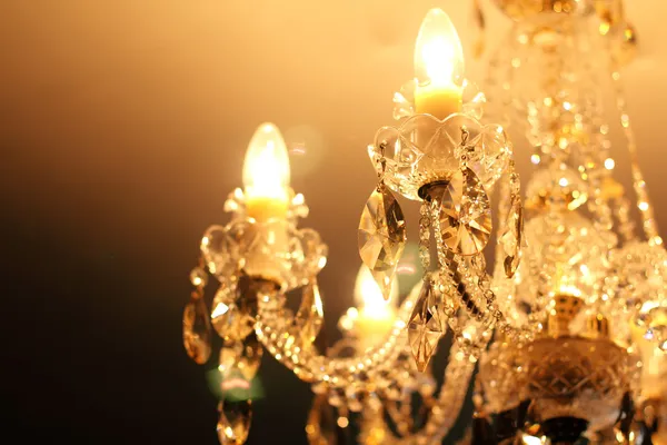 Vintage crystal lamp details, candle light — Stock Photo, Image