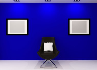 Galeri duvar. Modern koltuk ve d duvardaki boş resim