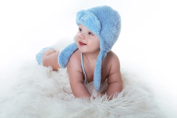 Happy smiling baby boy looking out and smiling — Stock Photo, Image