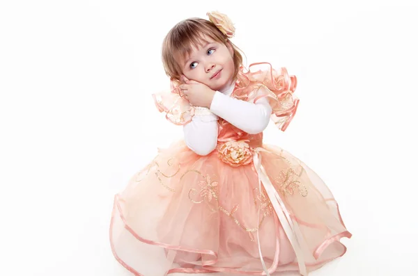 Schöne schöne kleine Mädchen isoliert auf weißem Hintergrund — Stockfoto